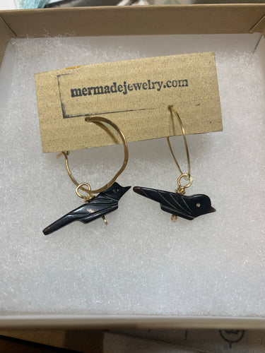Black bird earrings