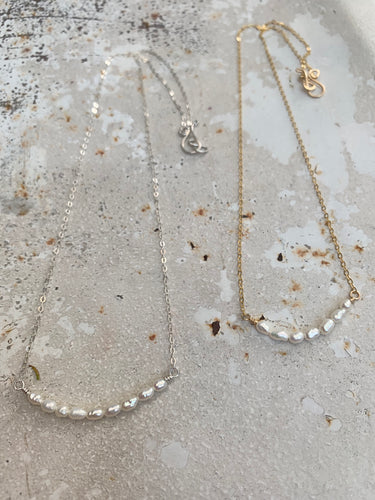 Tiny pearl stack on gold or sterling