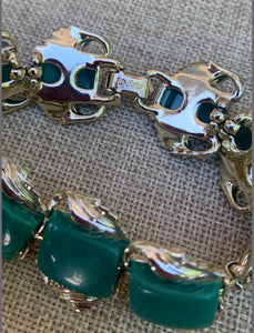 Coro Emerald green thermoset bracelet