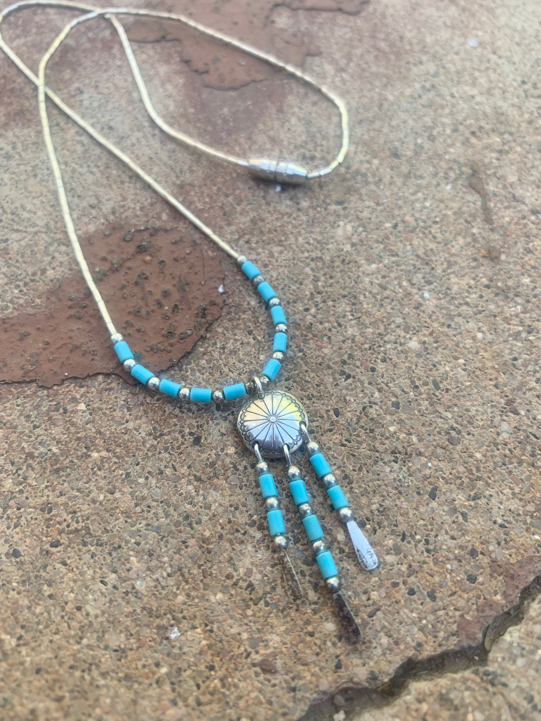 Sterling Navajo Turquoise Necklace