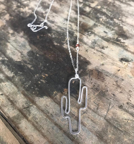 Sterling Saguaro with garnet or turquoise